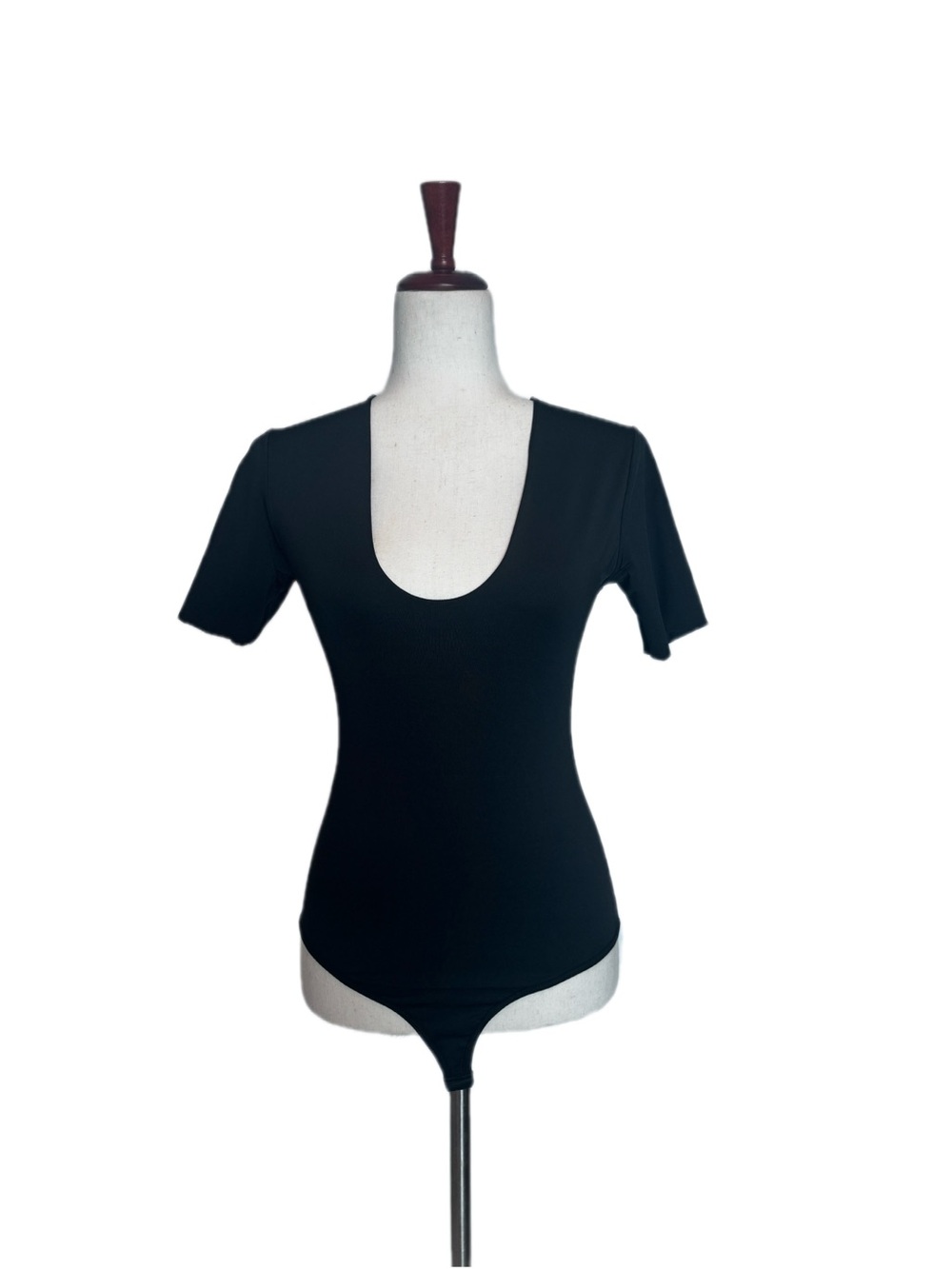 Black Double-Layered Scoop Neck Bodysuit – Size M – New Without Tags